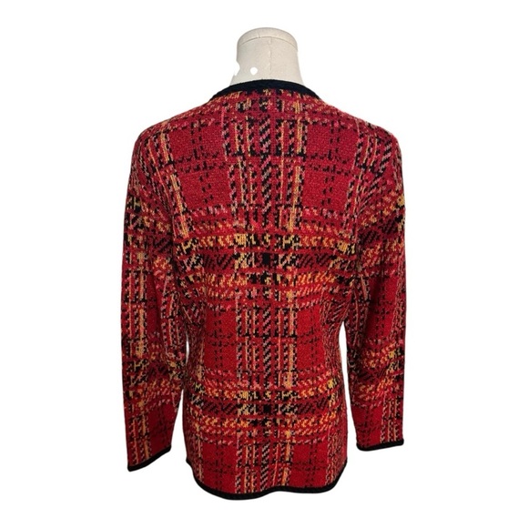 Marks & Spencer ST MICHAEL FROM Red Black Gold Buttons Tweed Blazer size M 6 8 - Picture 4 of 11